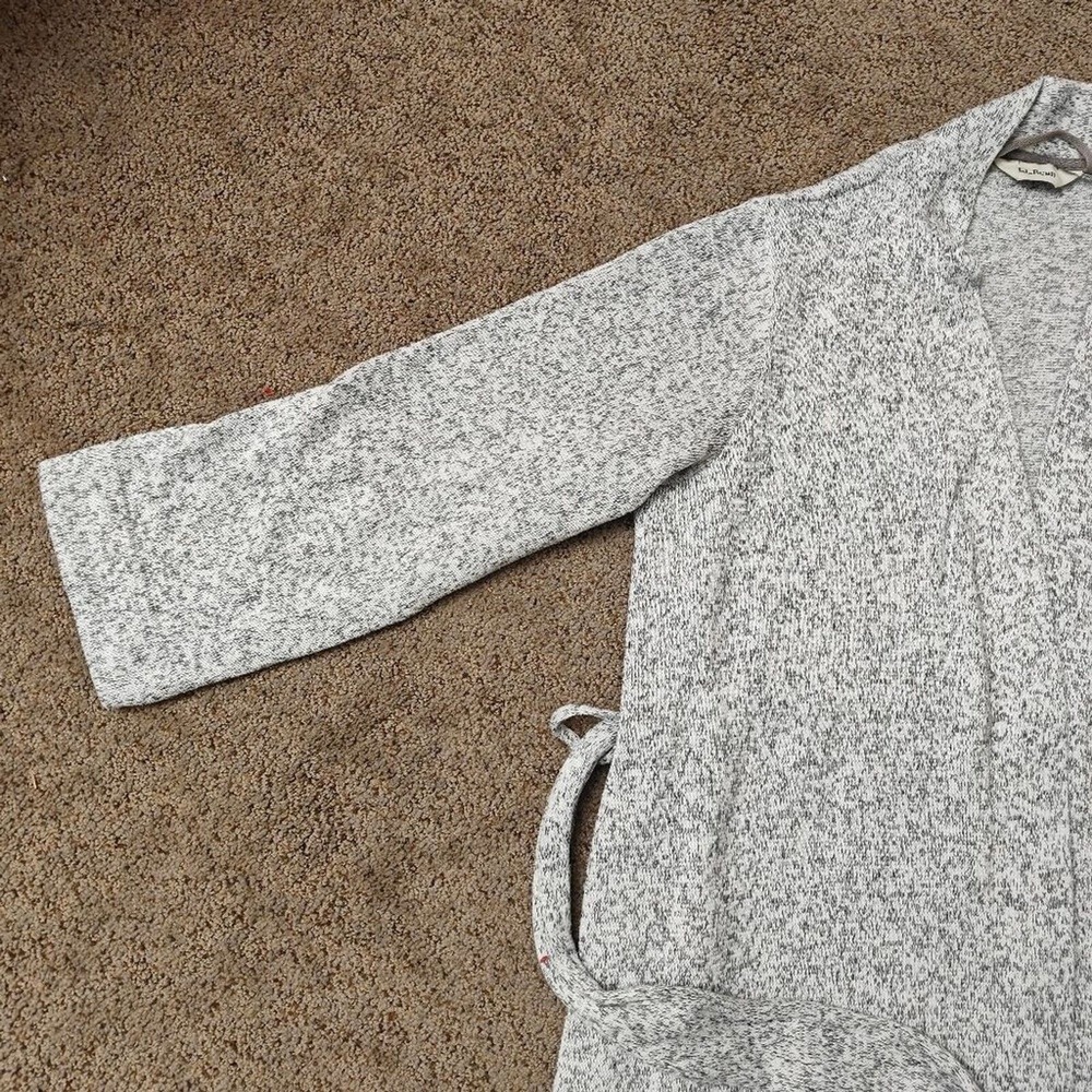 LL Bean Womens Gray Marled Sweater Fleece Robe 507457 Small Regular Tie Waist - Picture 8 of 15